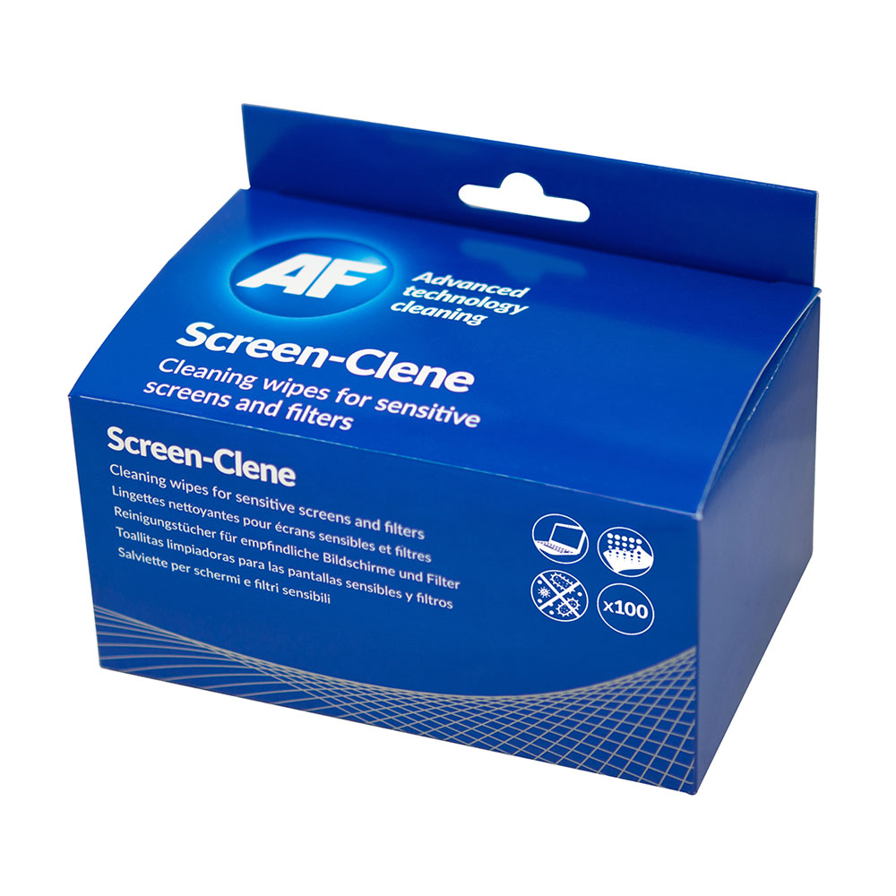 AF Screen Clene Individually Packaged Cleaning Wipes (Box of 100)