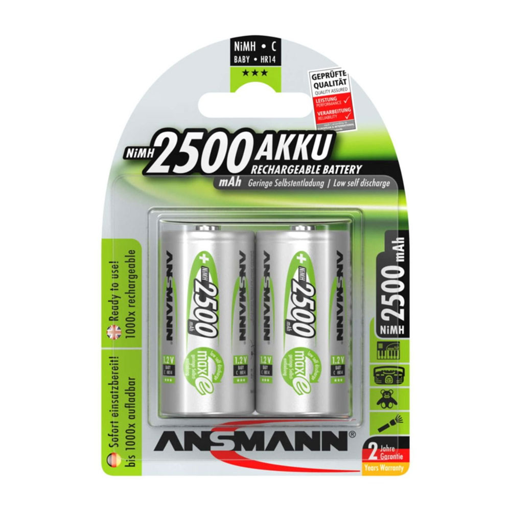 Ansmann Maxe C Rechargeable NiMH 2500mAh Batteries (2-Pack)