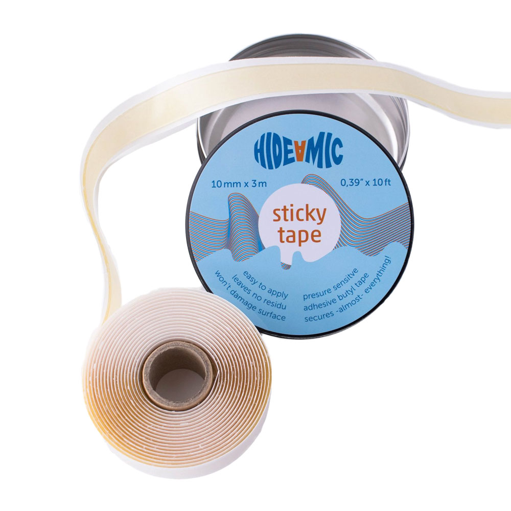 Hide-A-Mic Sticky Tape Pressure Sensitive Butyl Tape - 3m x 10mm - Tin