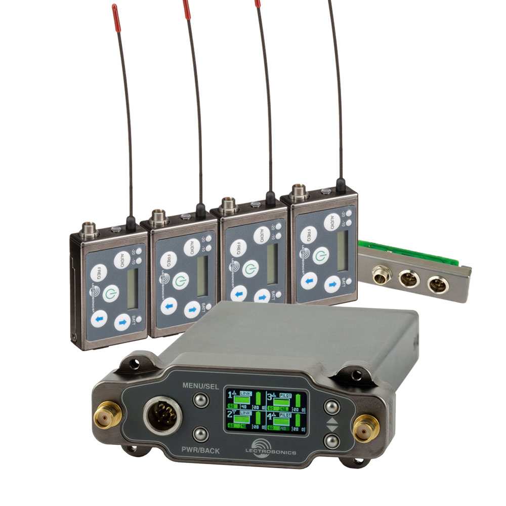 Lectrosonics DSR4 + SSM Bundle: DSR4 4-CH Receiver + 4 x SSM Transmitters + DSR4EXT Bottom Plate