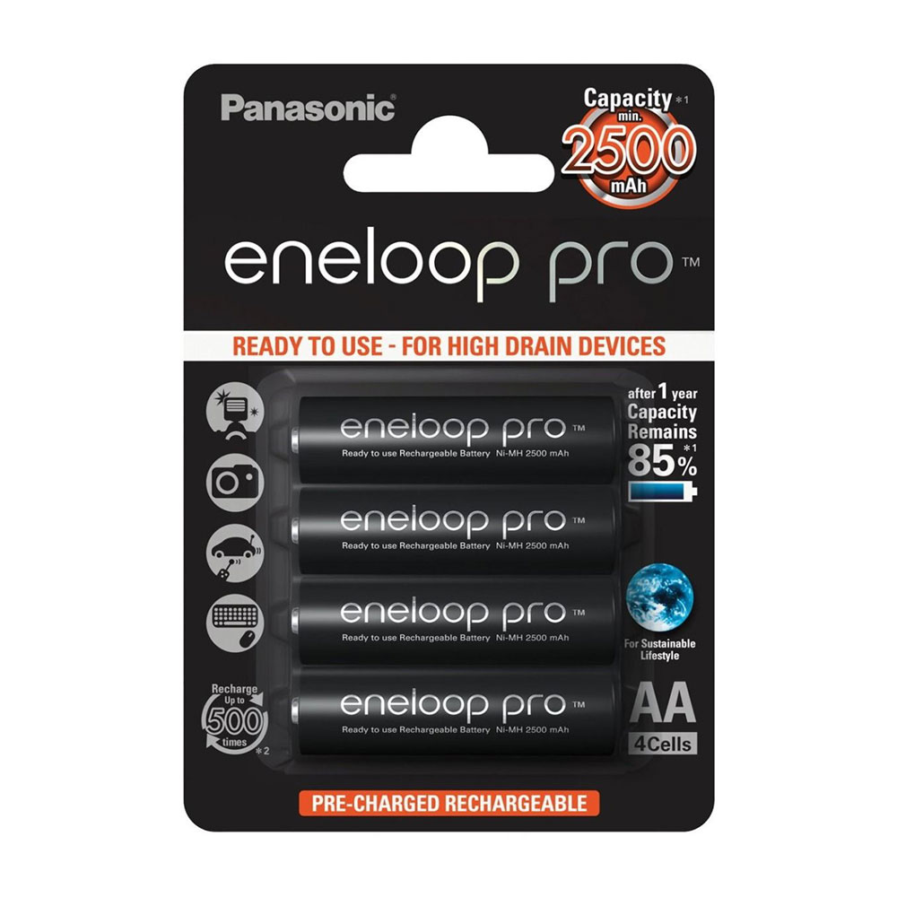 Panasonic Eneloop Pro AA 2500 mAh Rechargeable Battery 4 Pack Everything Audio