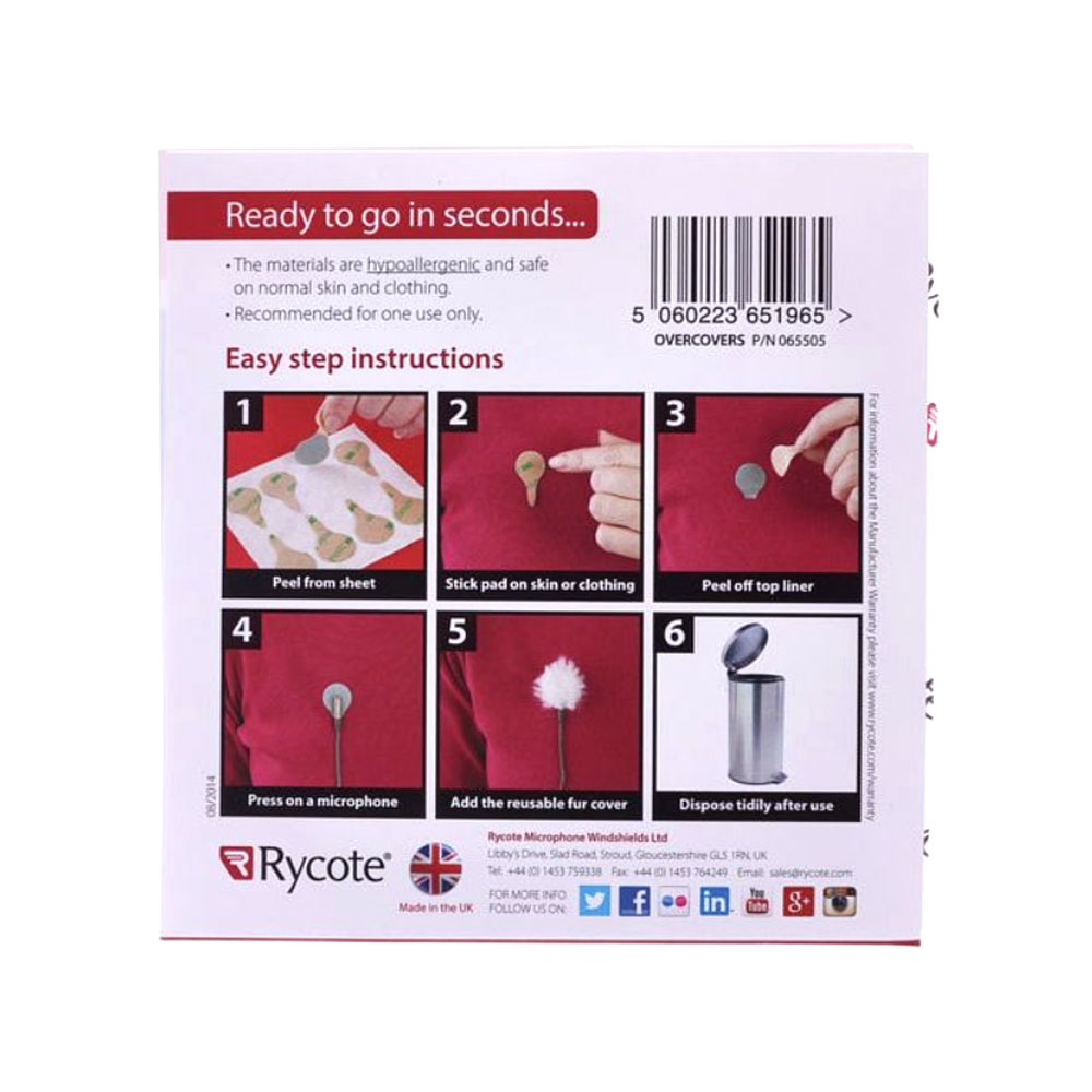 Rycote Overcovers Original Wind Covers - Standard Pack: 30 Stickies 6 Fur Discs (Multipack)