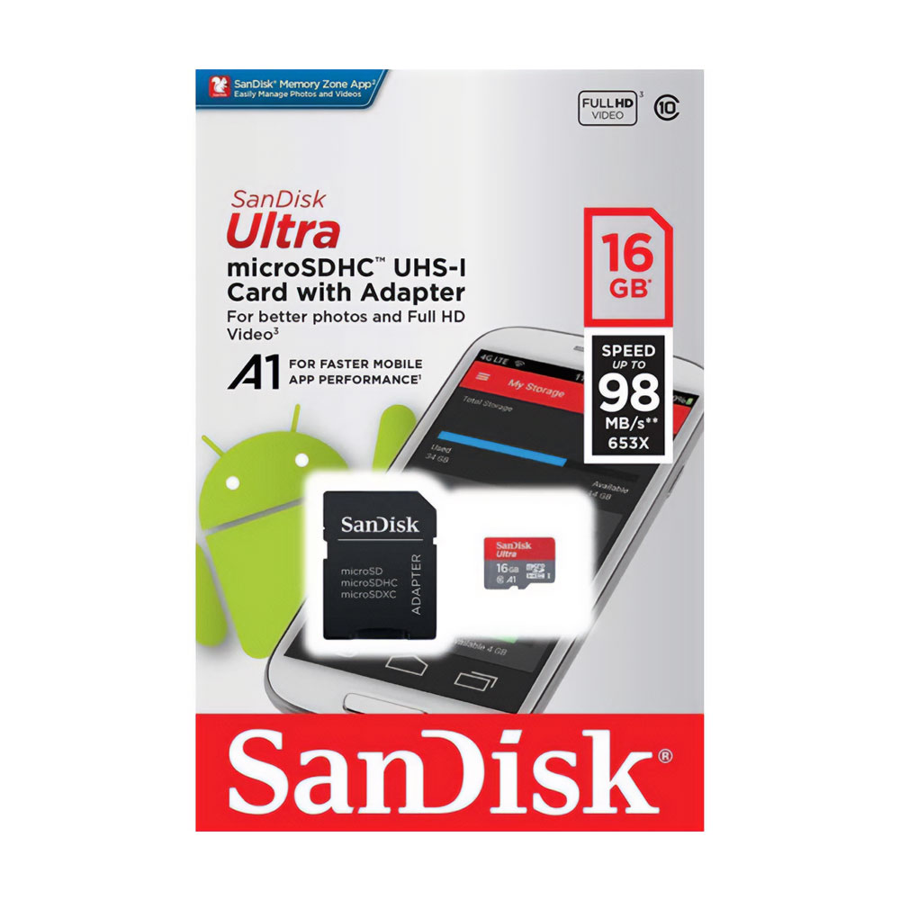 SanDisk Ultra 16GB microSDHC Card 98MB/s Class 10
