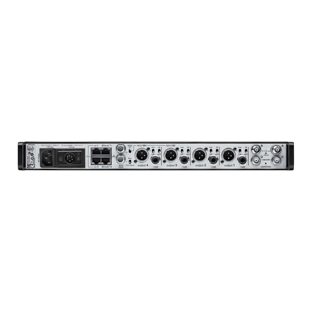 Shure AD4Q Axient Digital 4-Channel Digital Wireless Rack Receiver w/ DC XLR 4-Pin Power