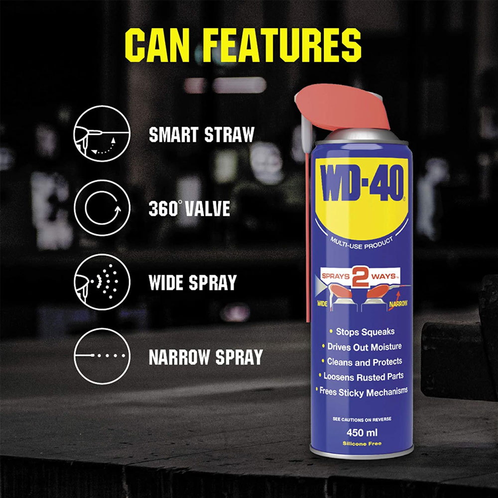 WD40 Spray MultiUse Cleaning / Lubricant Spray w/ Smart Straw 450ml Everything Audio