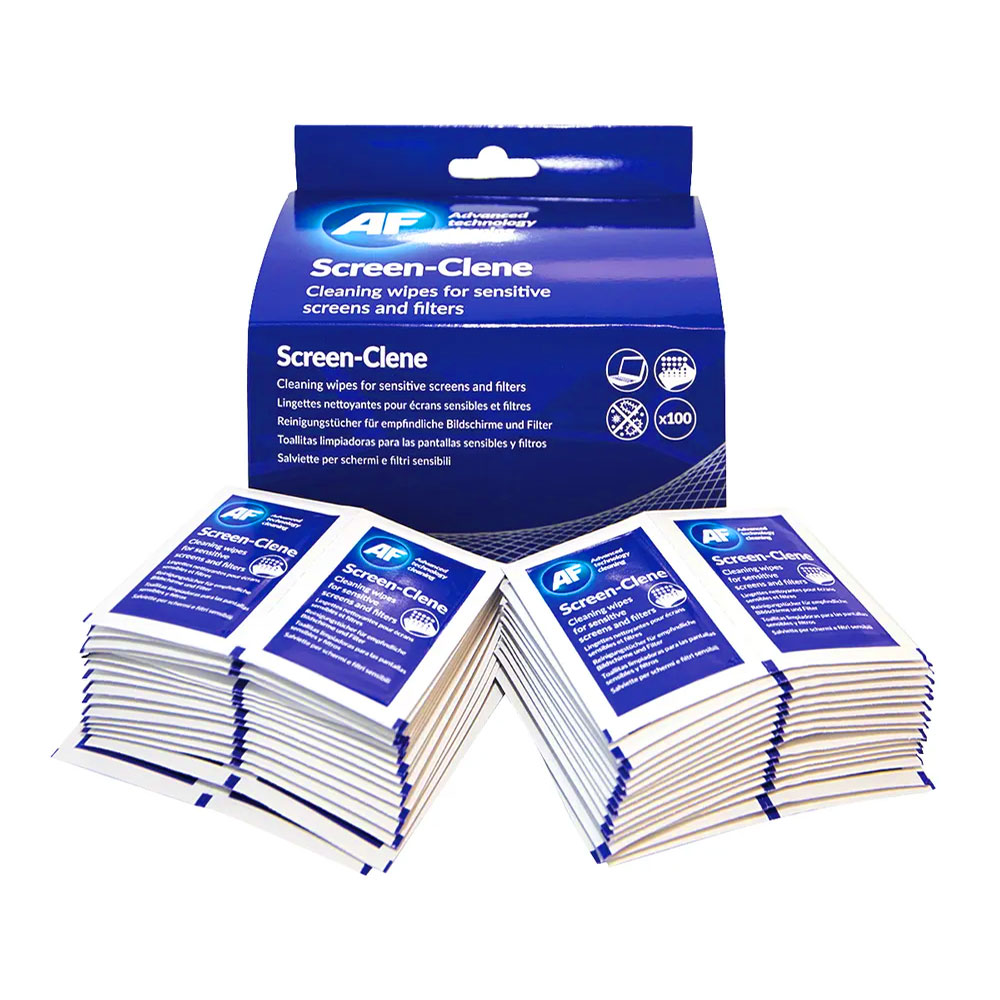 AF Screen Clene Individually Packaged Cleaning Wipes (Box of 100)