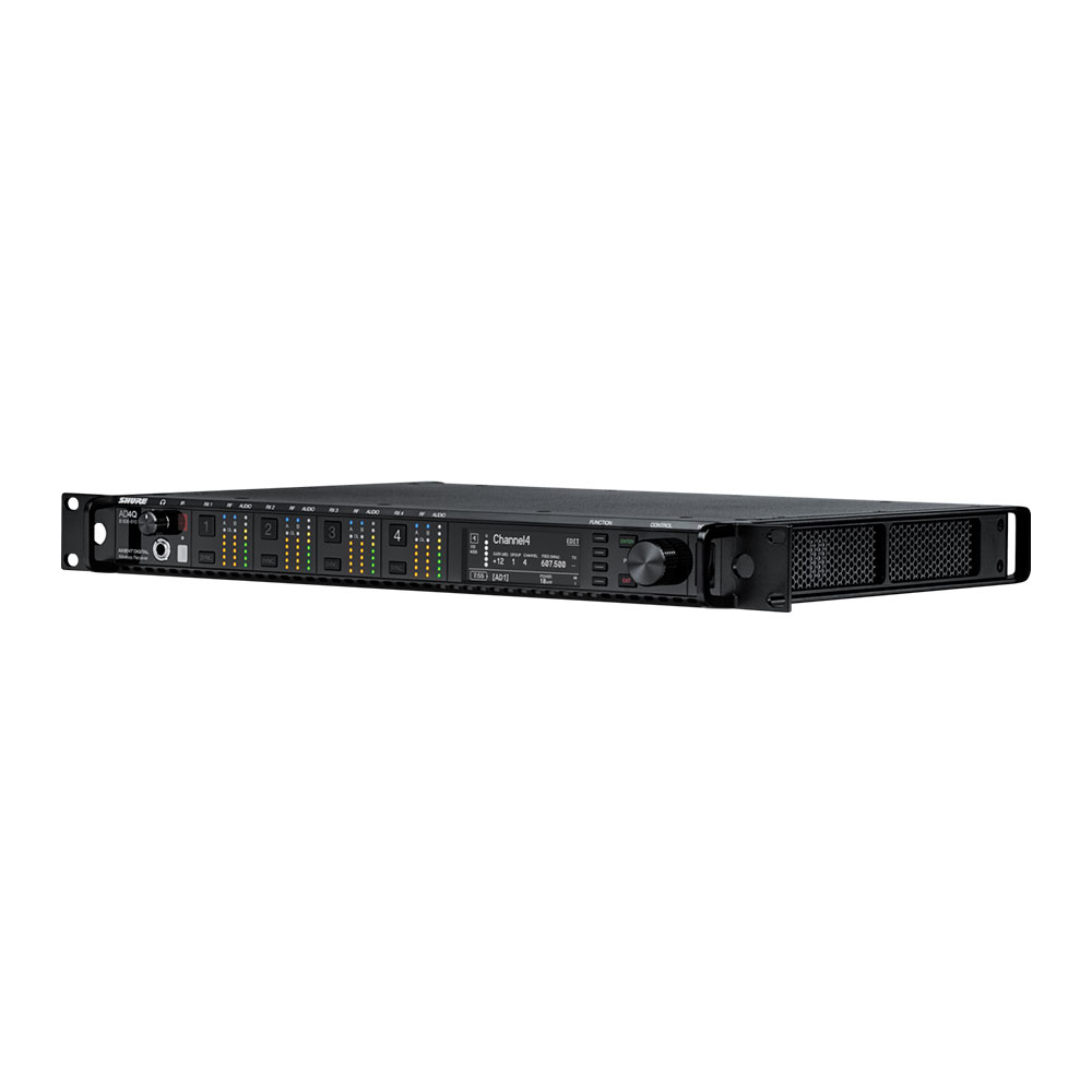 Shure AD4Q Axient Digital 4-Channel Digital Wireless Rack Receiver w/ DC XLR 4-Pin Power